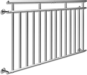 Corrimão francês para varanda em aço inoxidável 90 x 184 cm Prateado