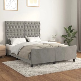 Estrutura de cama sem colchão 140x190 cm veludo cinzento-claro