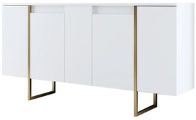 Aparador "Madrid" com 4 Portas - Branco e Dourado - 160x80x35 cm - Des