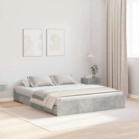 vidaXL Estrado de cama com arrumação com gaveta Cinzento 140 x 190 cm