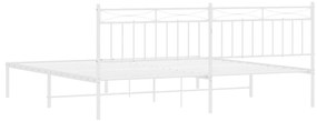 Estrutura de cama com cabeceira 193x203 cm metal branco