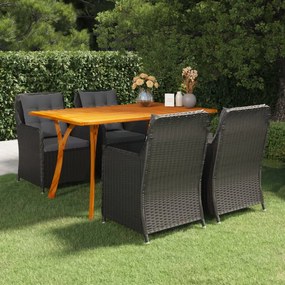 vidaXL 5 pcs conjunto de jantar para jardim preto