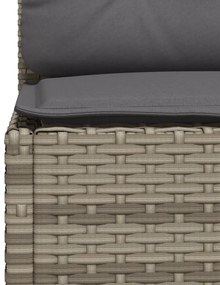 9 pcs conjunto sofás p/ jardim com almofadões vime PE cinzento