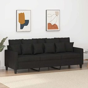 Sofá de 3 lugares tecido 180 cm preto