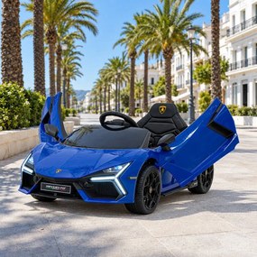 Carro elétrico para Crianças Lamborghini Revuelto 12V 4x4 Rodas Espuma EVA, Assento couro ecológico Azul