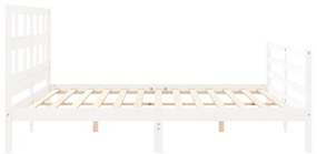 Estrutura de cama com cabeceira 200x200cm madeira maciça branco
