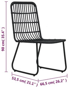 Cadeiras de jardim 2 pcs vime PE preto