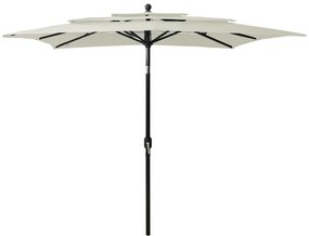 vidaXL Guarda-sol de jardim 3 camadas c/ poste alumínio 2,5x2,5m areia