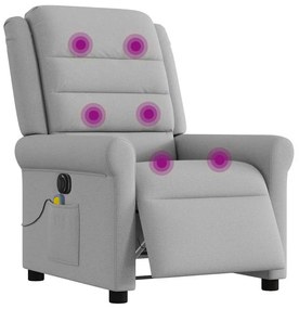 Poltrona massagens reclinável elétrica tecido cinzento-nublado