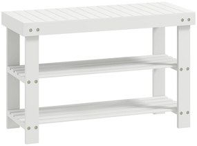 Banco Sapateira de Bambu Organizador de Sapatos com 2 Prateleiras para 6-9 Pares de Sapatos 70x28x45 cm Branco