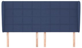 Cabeceira de cama c/ abas tecido 203x23x118/128 cm azul