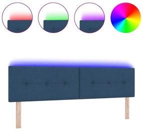 Cabeceira LED Estofada com Botões Azuis de 90 cm