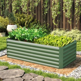Floreira elevada em aço galvanizado 180 x 90 x 57,5 cm,, canteiro de jardim com fundo aberto,  verde