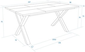 Mesa de sala de jantar | 8 pessoas | 170 | Robusto e estável graças à sua estrutura e pernas sólidas | Ideal para reuniões familiares | Oak e Black |