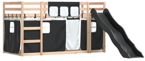 Beliche com escorrega e cortinas 90x190 cm branco e preto