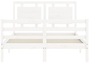 Estrutura de cama com cabeceira 140x200cm madeira maciça branco