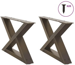 vidaXL Pés para mesa de centro 2 peças aço natural 50x(30-31,3) cm aço