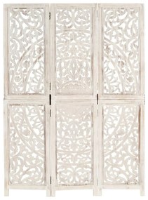 Biombo esculp. mão 3 painéis 120x165 cm mangueira maciça branco