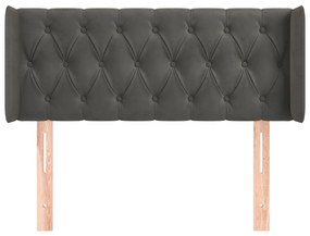 Cabeceira de cama c/ abas veludo 103x16x78/88cm cinzento-escuro