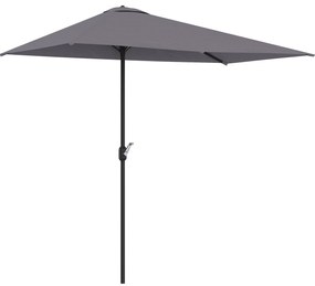 Outsunny Meia Chapéu de sol 230x130x245 cm Chapéu de sol para Parede Jardim com Manivela e Vara Metálica Ø38 mm Terraço Cinzento | Aosom Portugal