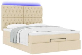 Estrutura de cama otomana com colchão tecido creme 140x200cm