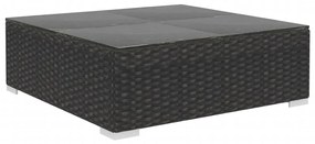12 pcs conjunto lounge de jardim c/ almofadões vime PE preto