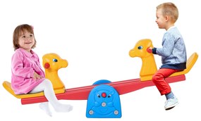 Baloiço Infantil em Forma de Girafa com Encosto Guidão Texturizado Carga 20kg por Assento para Interior e Exterior 150x32x60cm Multicor