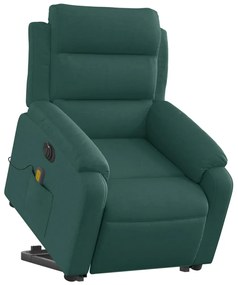 Poltrona elétrica elevatória massagens tecido verde-escuro