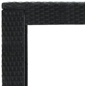 7 pcs conjunto de bar para jardim c/ almofadões vime PE preto