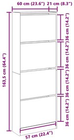 Sapateira 60x21x163,5 cm derivados de madeira cinzento sonoma