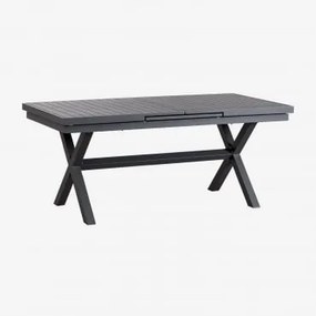 Rectangular Extensible Garden Table In Aluminum Karena Cinza Grafito & 180 - 240 X 90 Cm - Sklum