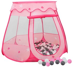 Tenda de brincar infantil com 250 bolas 102x102x82 cm rosa