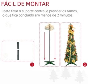 Árvore de Natal 180 cm Árvore de Natal Artificial Dobrável com Luzes L