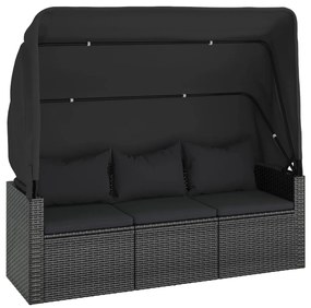 4 pcs conjunto de sofás para jardim c/ almofadões vime PE preto