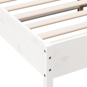 Cama sem colchão 200x200 cm madeira de pinho maciça branco
