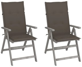 vidaXL Cadeiras jardim reclináveis c/ almofadões 2 pcs acácia maciça