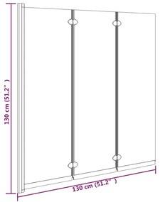 Divisória de chuveiro dobrável 3 painéis 130x130 cm ESG preto