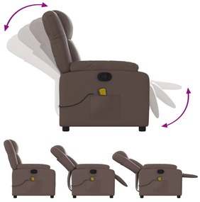 Poltrona de massagens reclinável couro artificial castanho