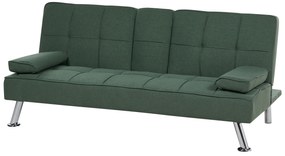 Sofá-cama de 3 lugares em tecido verde ROXEN Beliani