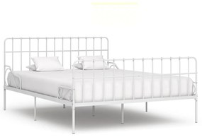 Estrutura de cama com estrado de ripas 200x200 cm metal branco