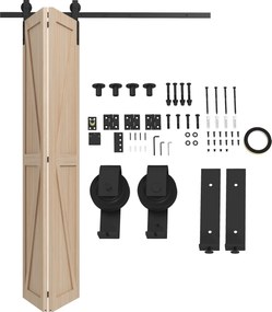 HOMCOM Kit de Ferragens para Porta de Correr Dobrável 122 cm para 2 Portas com Calha, Preto | Aosom Portugal