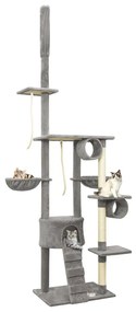 vidaXL Árvore p/ gatos altura ajustável chão ao teto 220-240 cm cinza