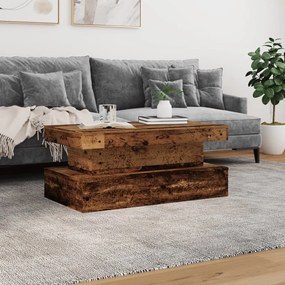 Mesa de centro com luzes LED 90x50x40 cm madeira velha