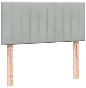 Cama com molas/colchão cinzento-claro 80x220 cm veludo