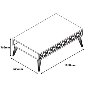 Mesa de Centro City – Noz e Creme – 105x36,6x60 cm
