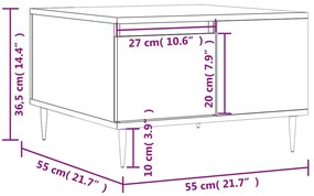 Mesa de centro 55x55x36,5cm derivados madeira carvalho castanho