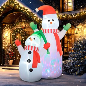 Boneco de Neve de Natal Insuflável, 190 x 110 x 240 cm, Luzes LED Integradas, Branco
