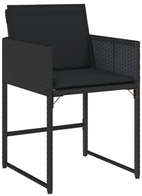 17 pcs conjunto de jantar p/ jardim c/ almofadões vime PE preto