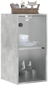 Armário de parede c/ portas de vidro 35x37x68,5cm cinza cimento