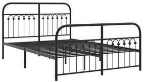 Estrutura de cama com cabeceira e pés 137x190 cm metal preto